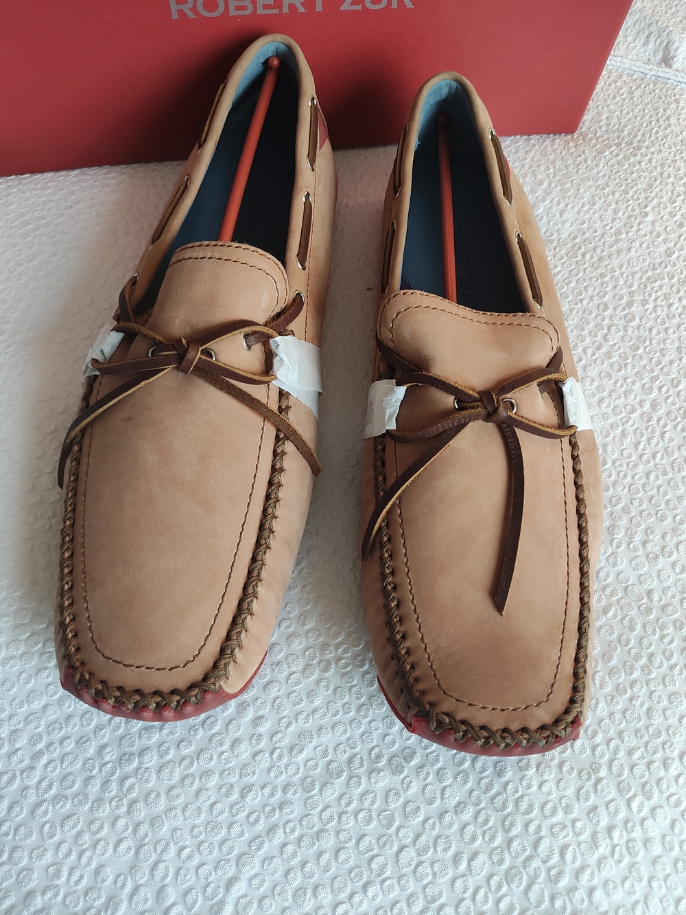 Robert Zur Tan Leather Moccasin Slip-Ons with Brown Laces 13